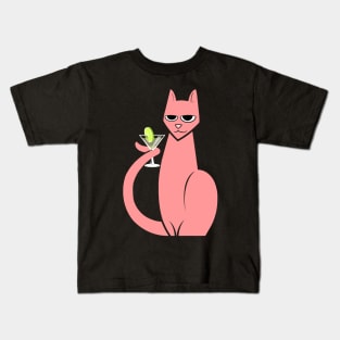 Cat w/ Martini Kids T-Shirt